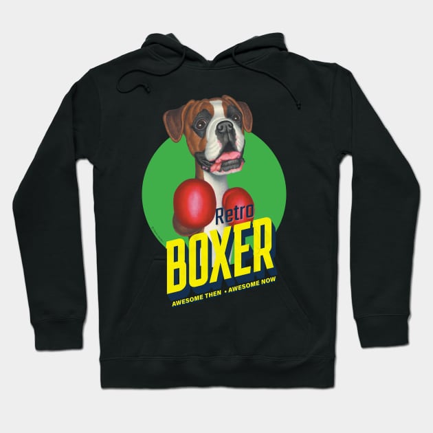 Retro Boxing Boxer Dog Hoodie by Danny Gordon Art